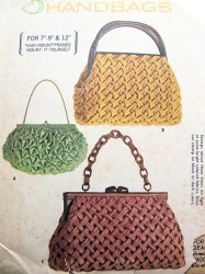 6750 1963 RARE 3 SMOCKED HANDLE HANDBAGS 7'',9'', 12'' PATTERN